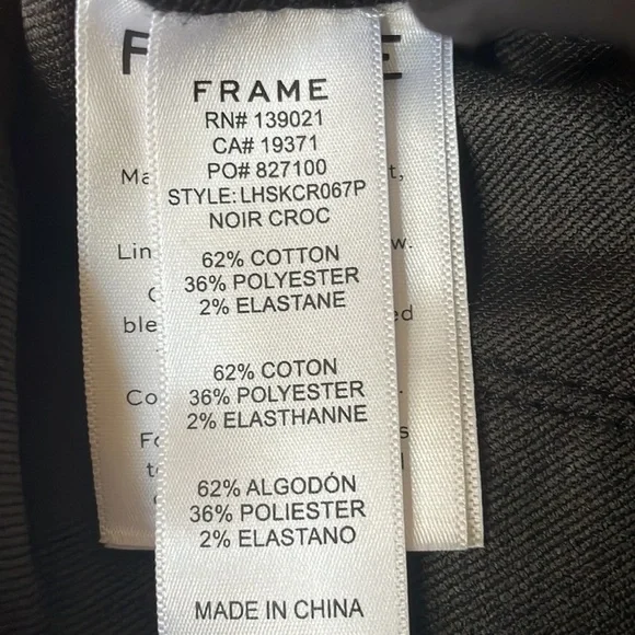 FRAME Le High Skinny Cropped Croc-effect Mid-Rise Skinny Jeans Black Size 28 - Picture 11 of 14